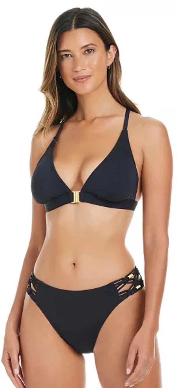 Bleu Rod Beattie Black La Cote Dazur Macrame Trim Bikini Set Swim Suit 6 8 NWT